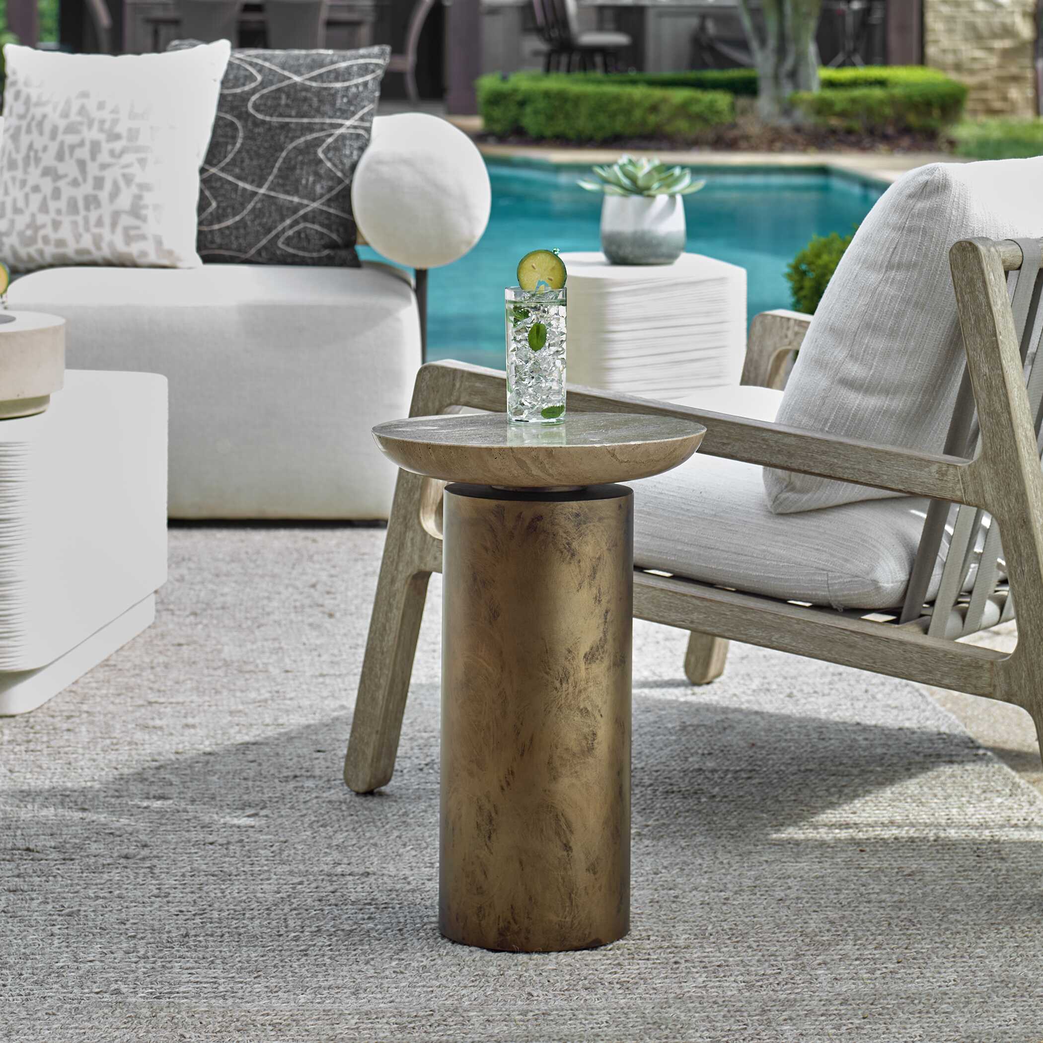 Oslo Brass Outdoor Accent Table