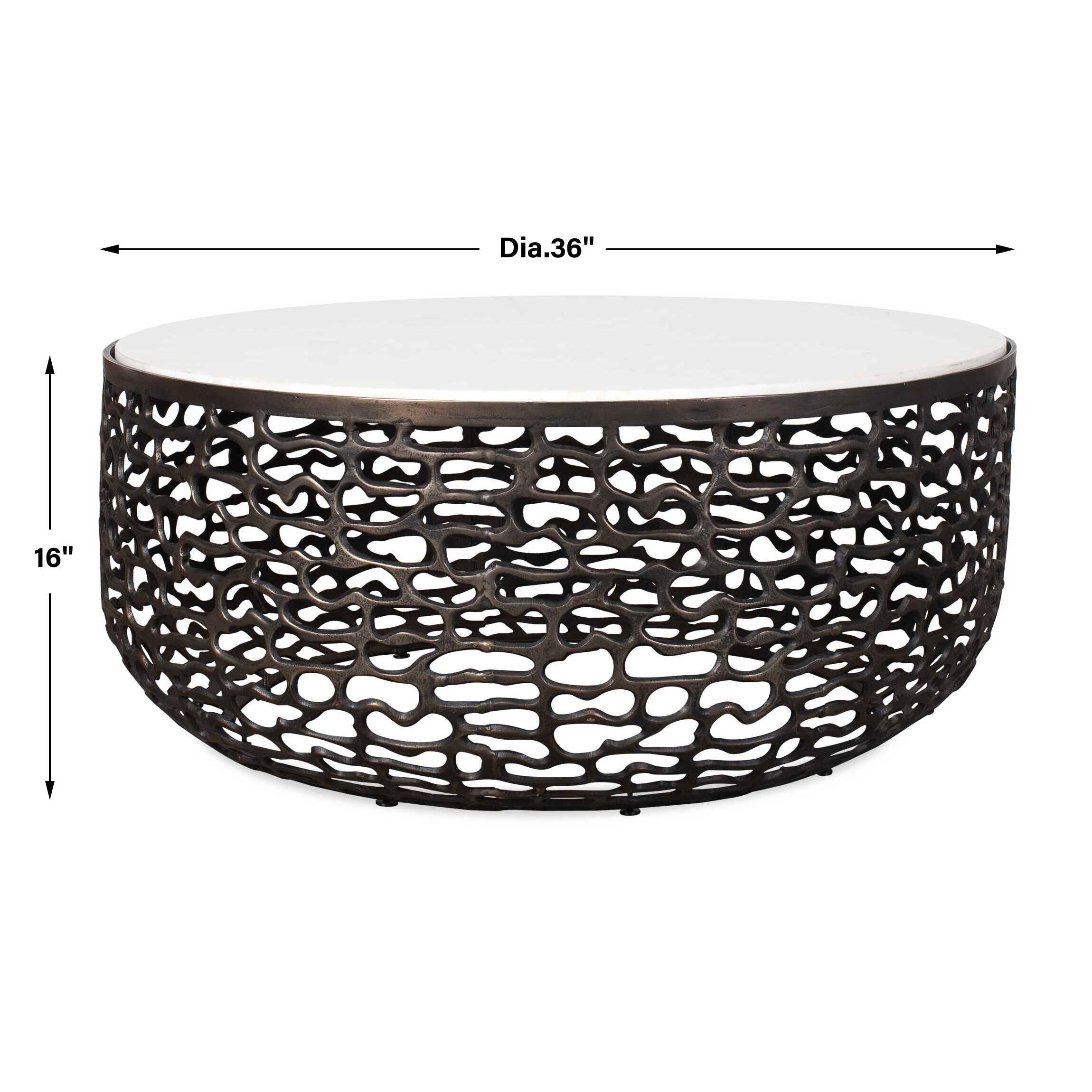 Sabena White Marble Outdoor Coffee Table