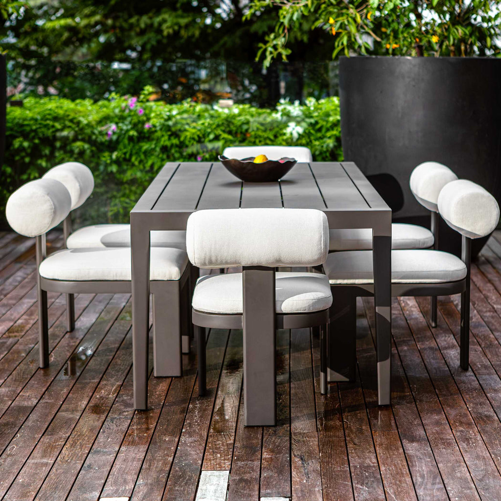 Bolster Back White Outdoor Dining Chair