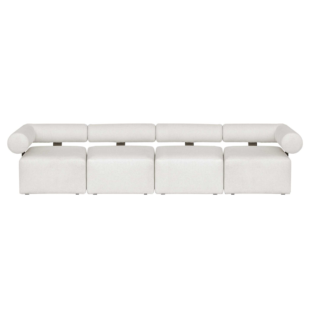 Bolster Back White Armless Outdoor Sofa