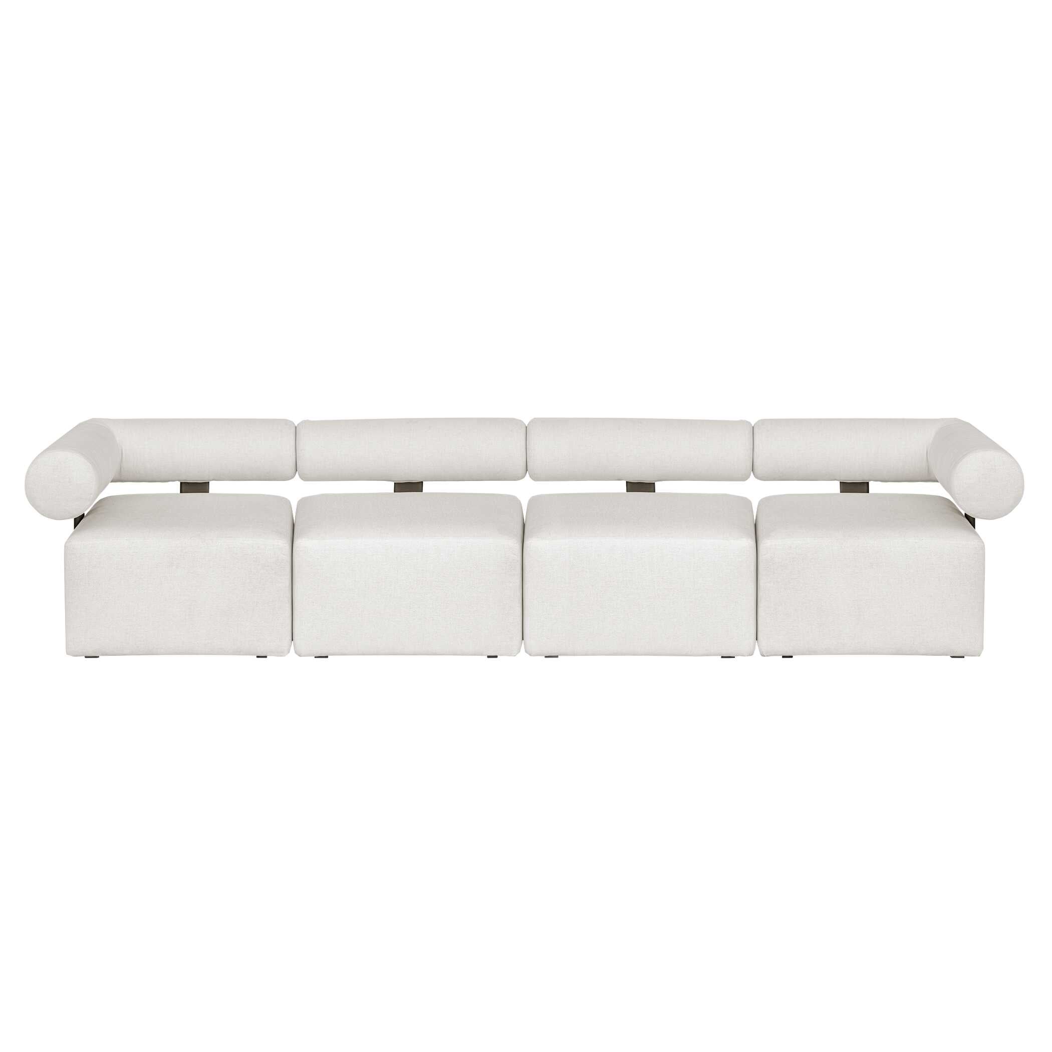 Bolster Back White Armless Outdoor Sofa