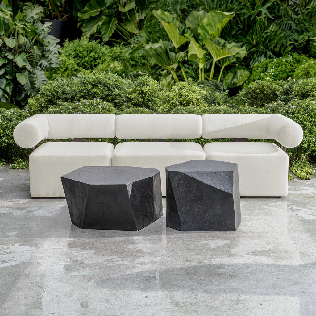 Bolster Back White Armless Outdoor Sofa
