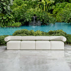 Bolster Back White Armless Outdoor Sofa