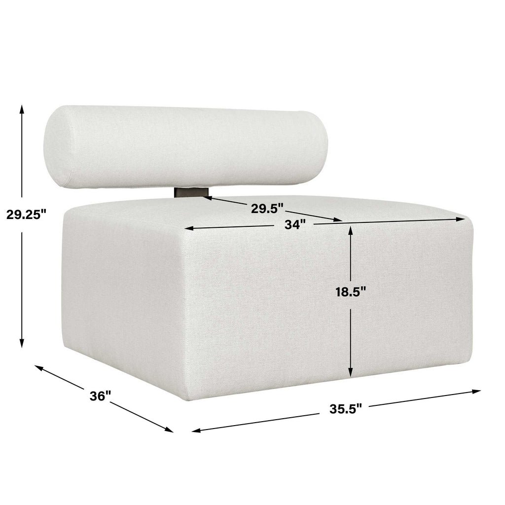 Bolster Back White Armless Outdoor Sofa
