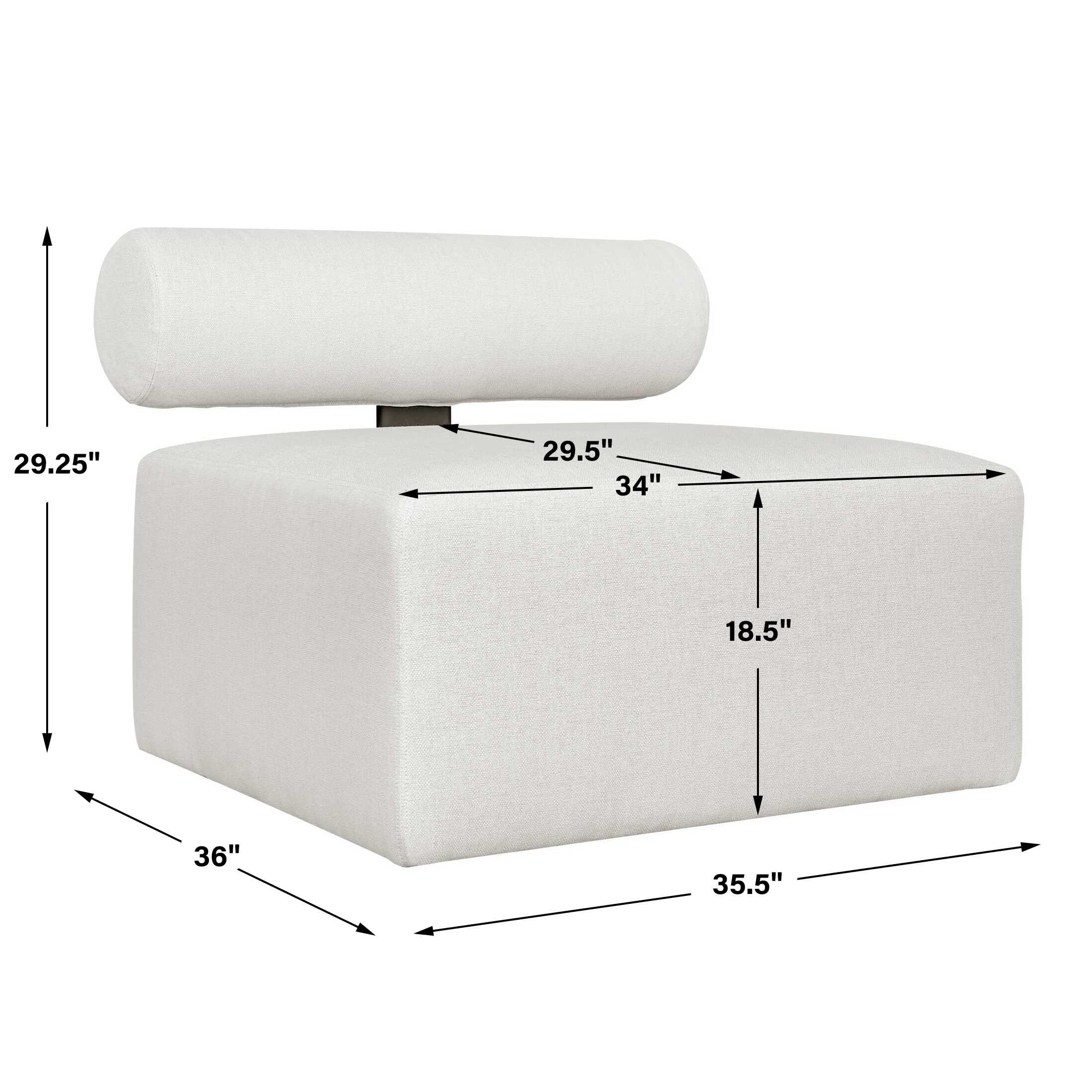 Bolster Back White Armless Outdoor Sofa
