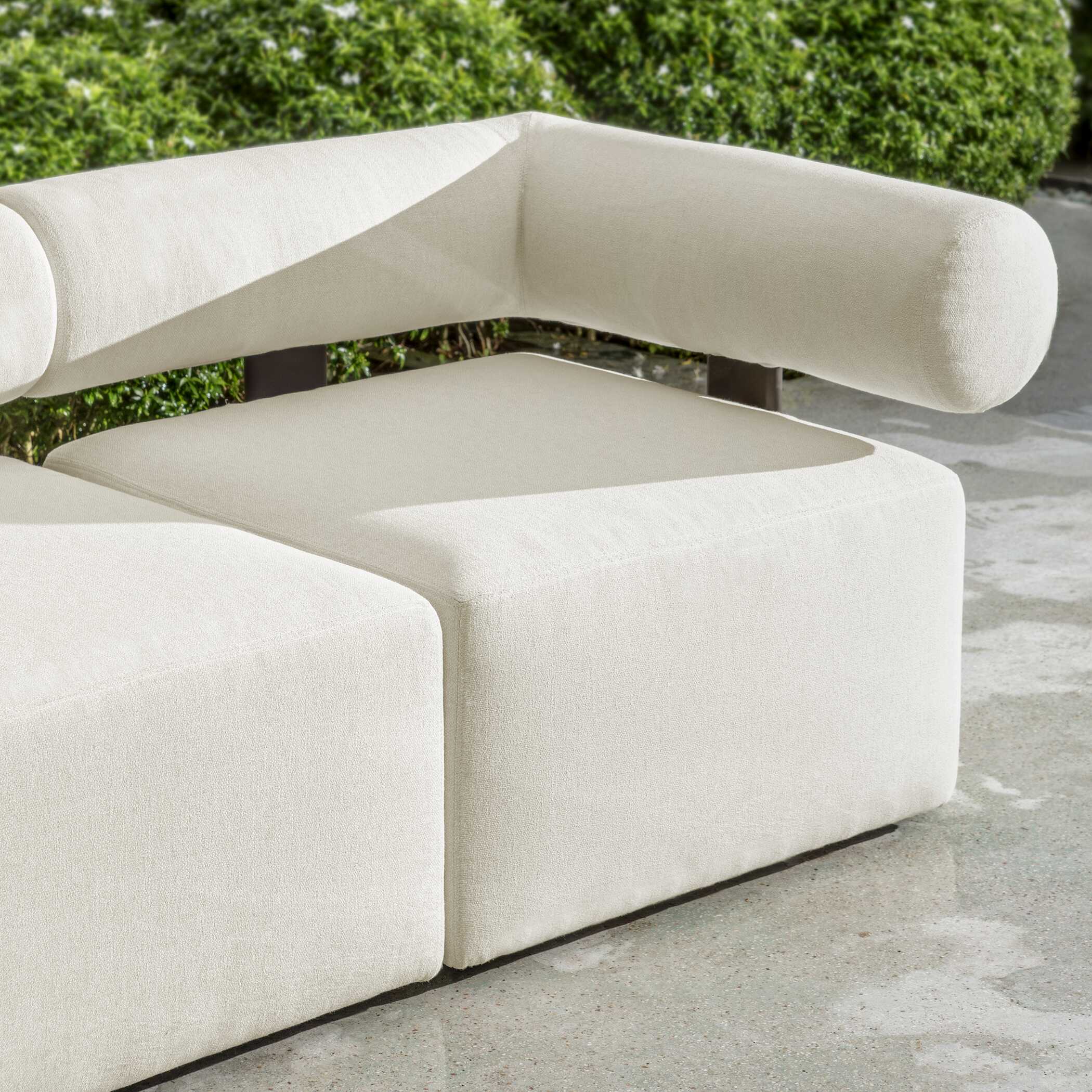 Bolster Back White Outdoor Corner Sofa