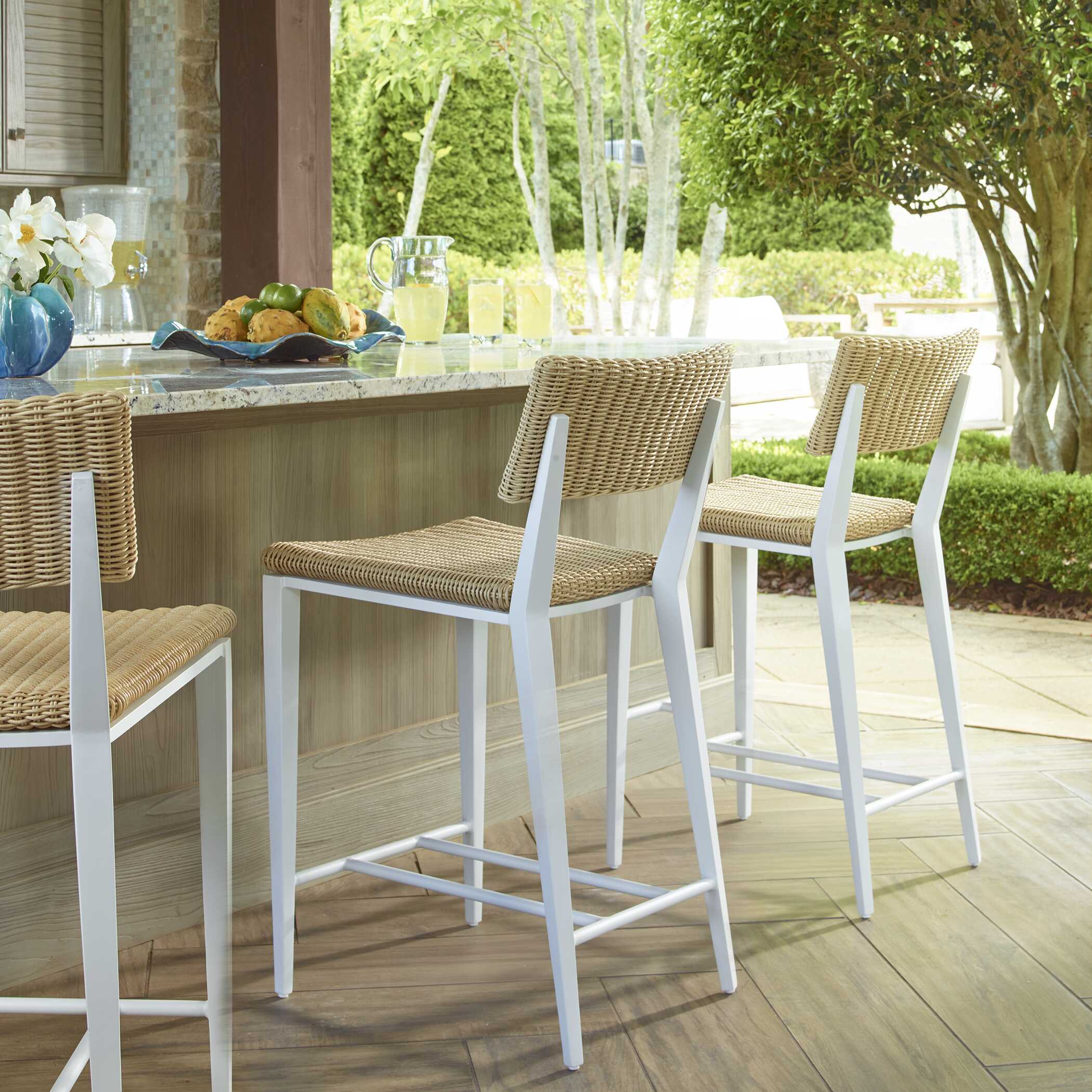 Calbas White Outdoor Counter Stool