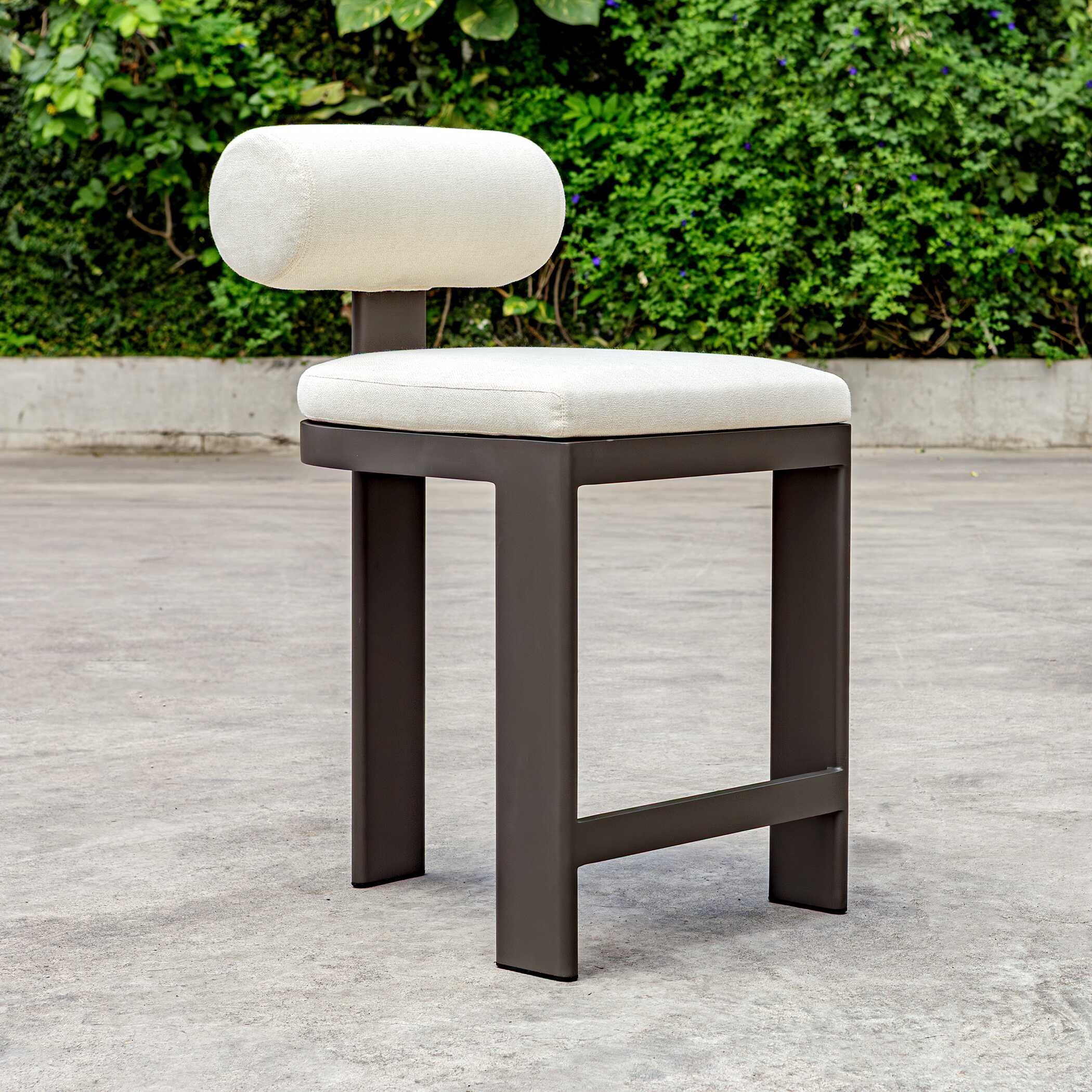 Bolster Back White Outdoor Counter Stool