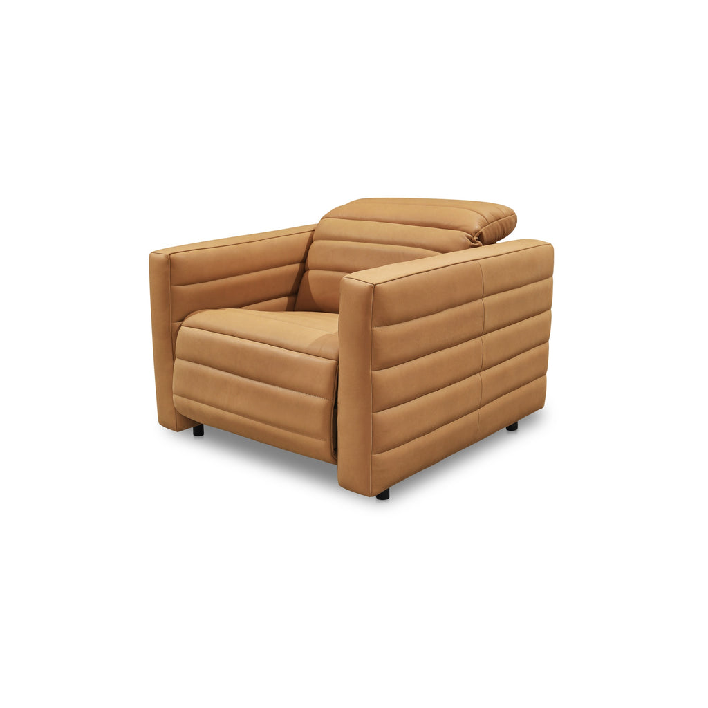 Juno Power Recliner Chair Tan Leather