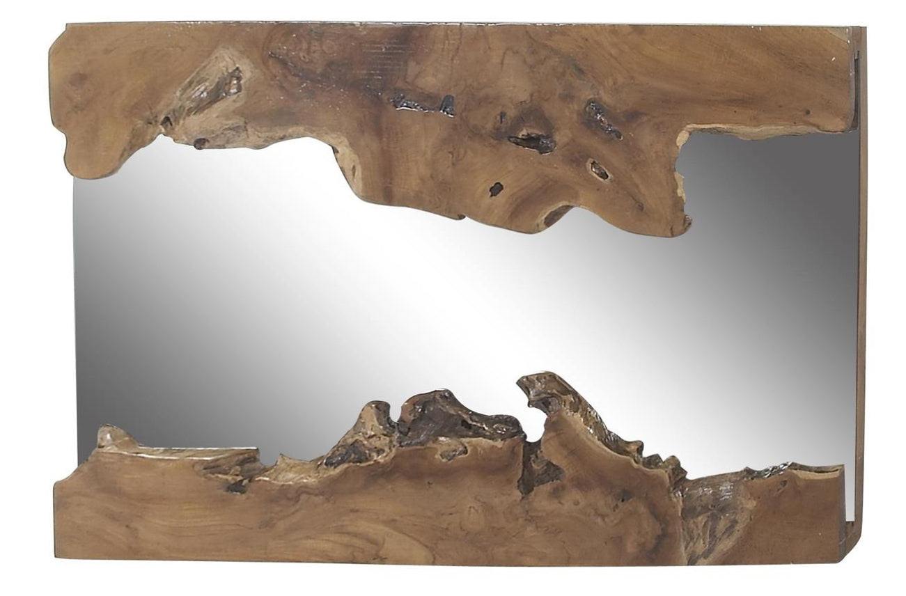 Brown Wood Abstract Live Edge Mirror