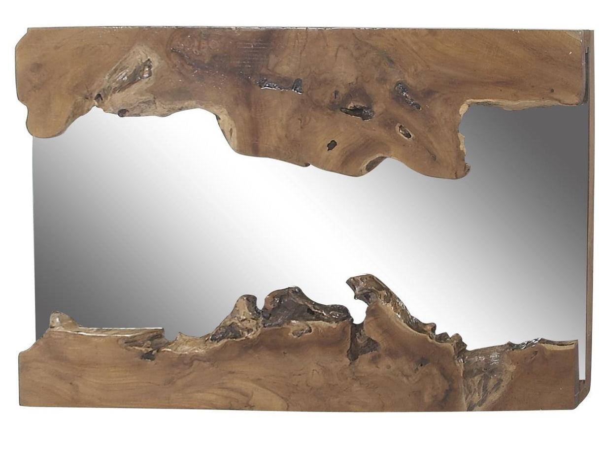Brown Wood Abstract Live Edge Mirror