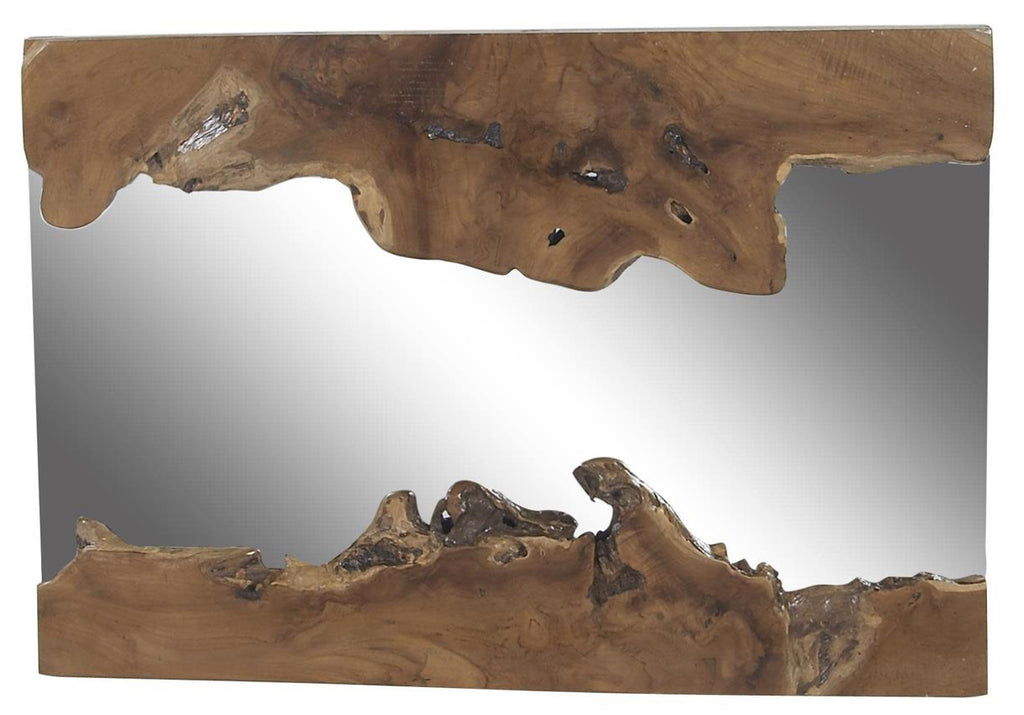 Brown Wood Abstract Live Edge Mirror