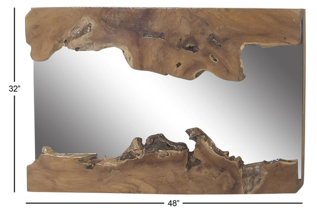 Brown Wood Abstract Live Edge Mirror