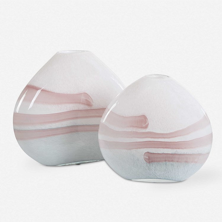 BLUSH SWIRL, VASES, S/2