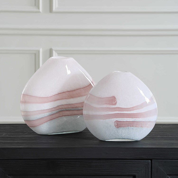 BLUSH SWIRL, VASES, S/2