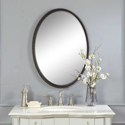 Sherise Brushed Nickel Oval Mirror