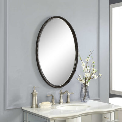 Sherise Brushed Nickel Oval Mirror