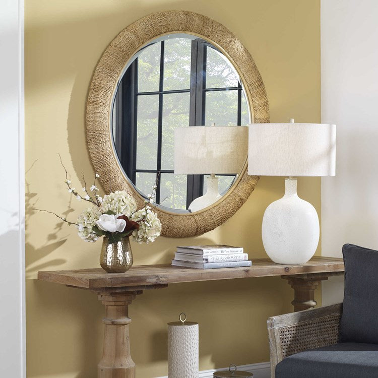 MARINER ROUND MIRROR, NATURAL/WHITE