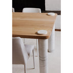 Century Dining Table Natural White Marble Leg