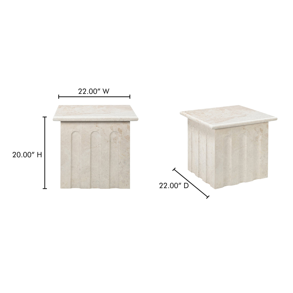 Forum Side Table Cream Beige Marble
