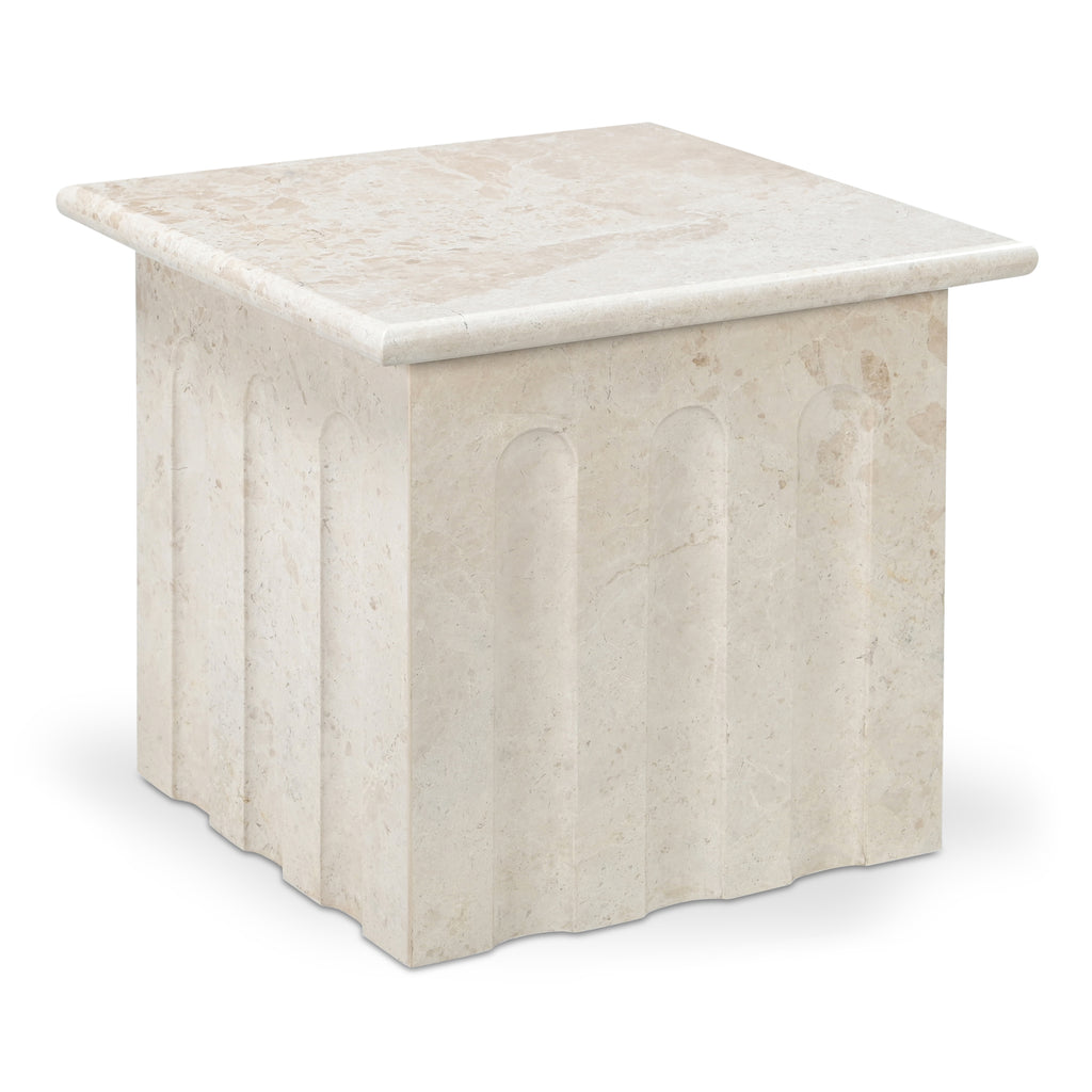 Forum Side Table Cream Beige Marble
