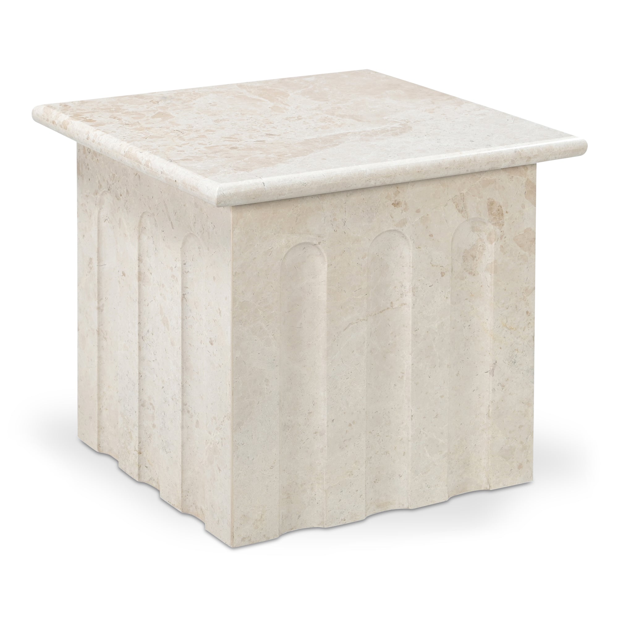 Forum Side Table Cream Beige Marble
