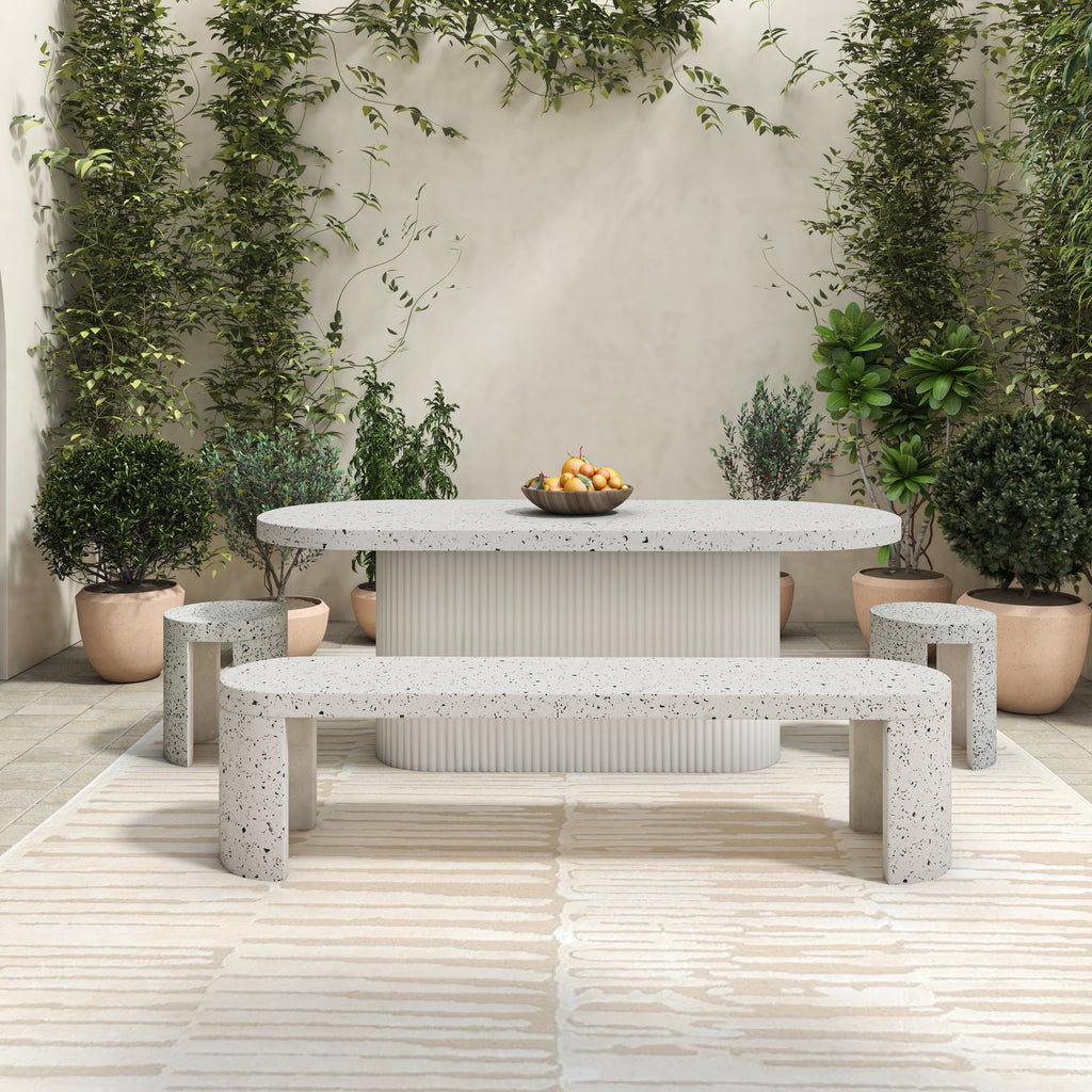 Lyon Outdoor Bench White Terrazzo