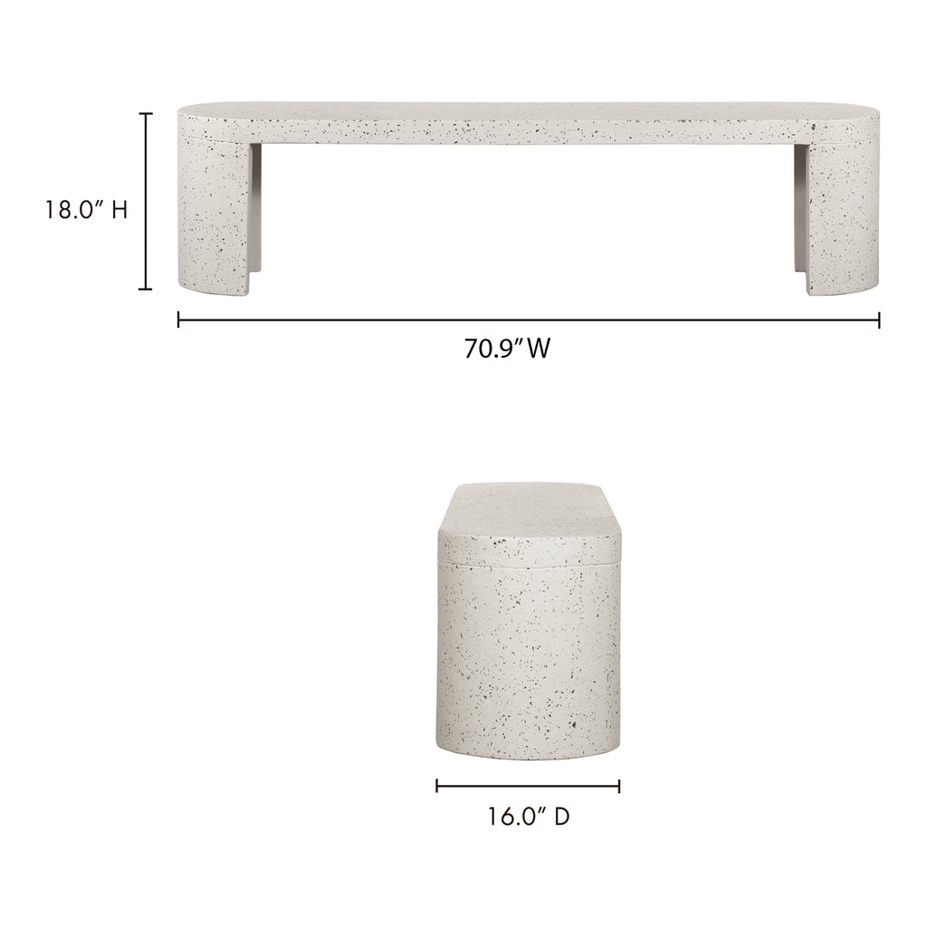 Lyon Outdoor Bench White Terrazzo