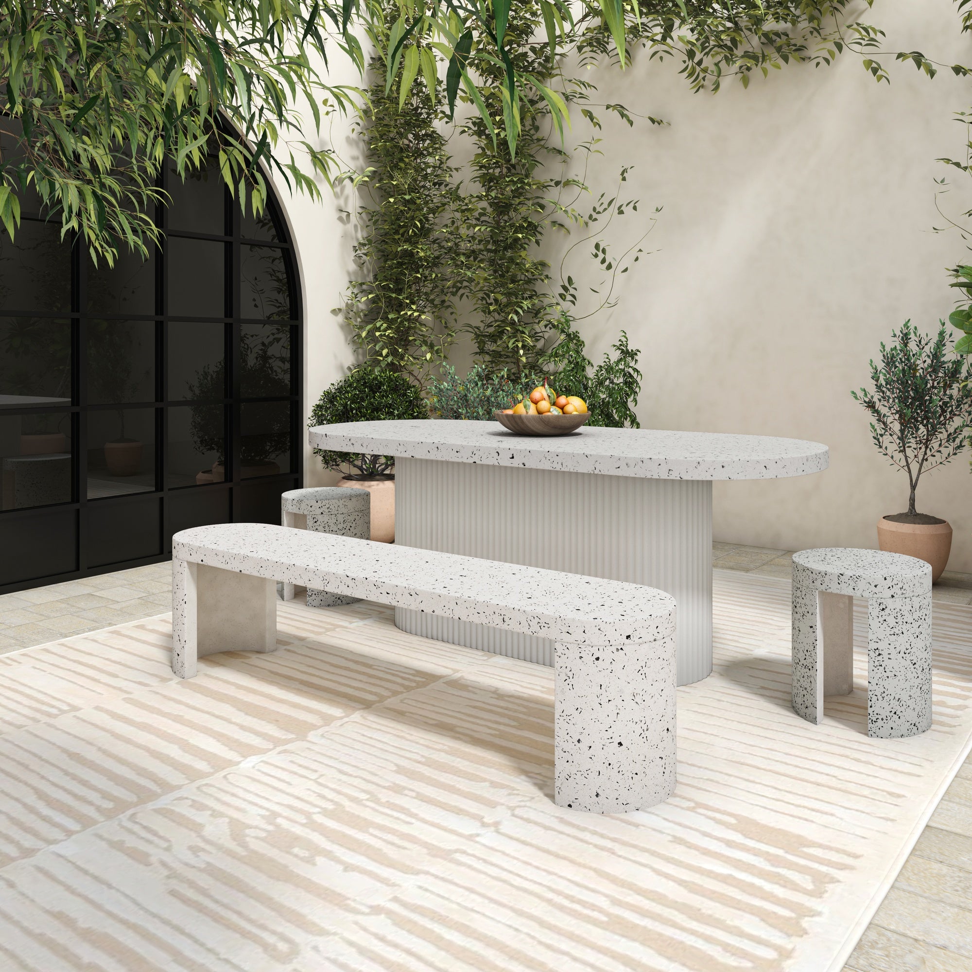 Lyon Outdoor Stool White Terrazzo