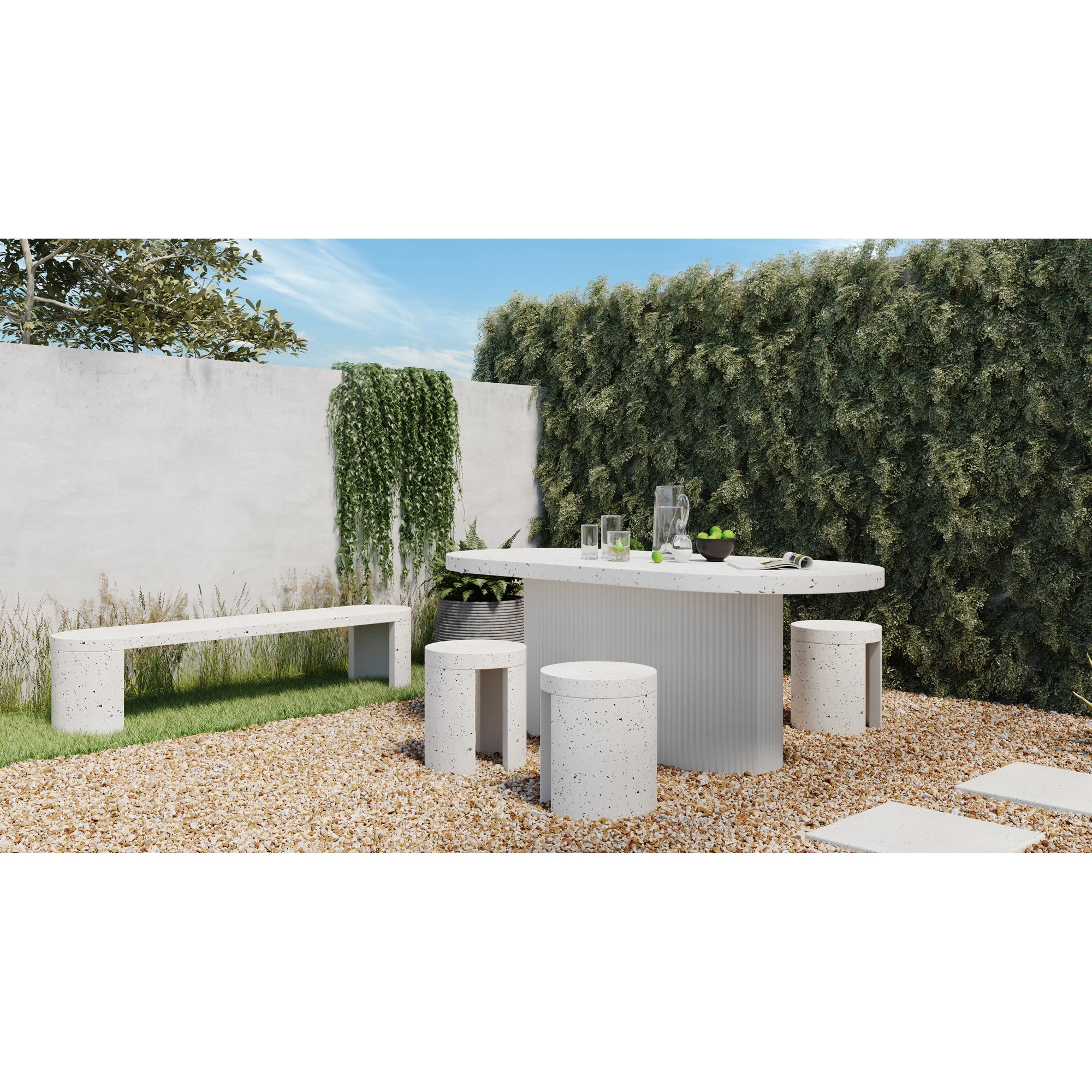 Lyon Outdoor Stool White Terrazzo