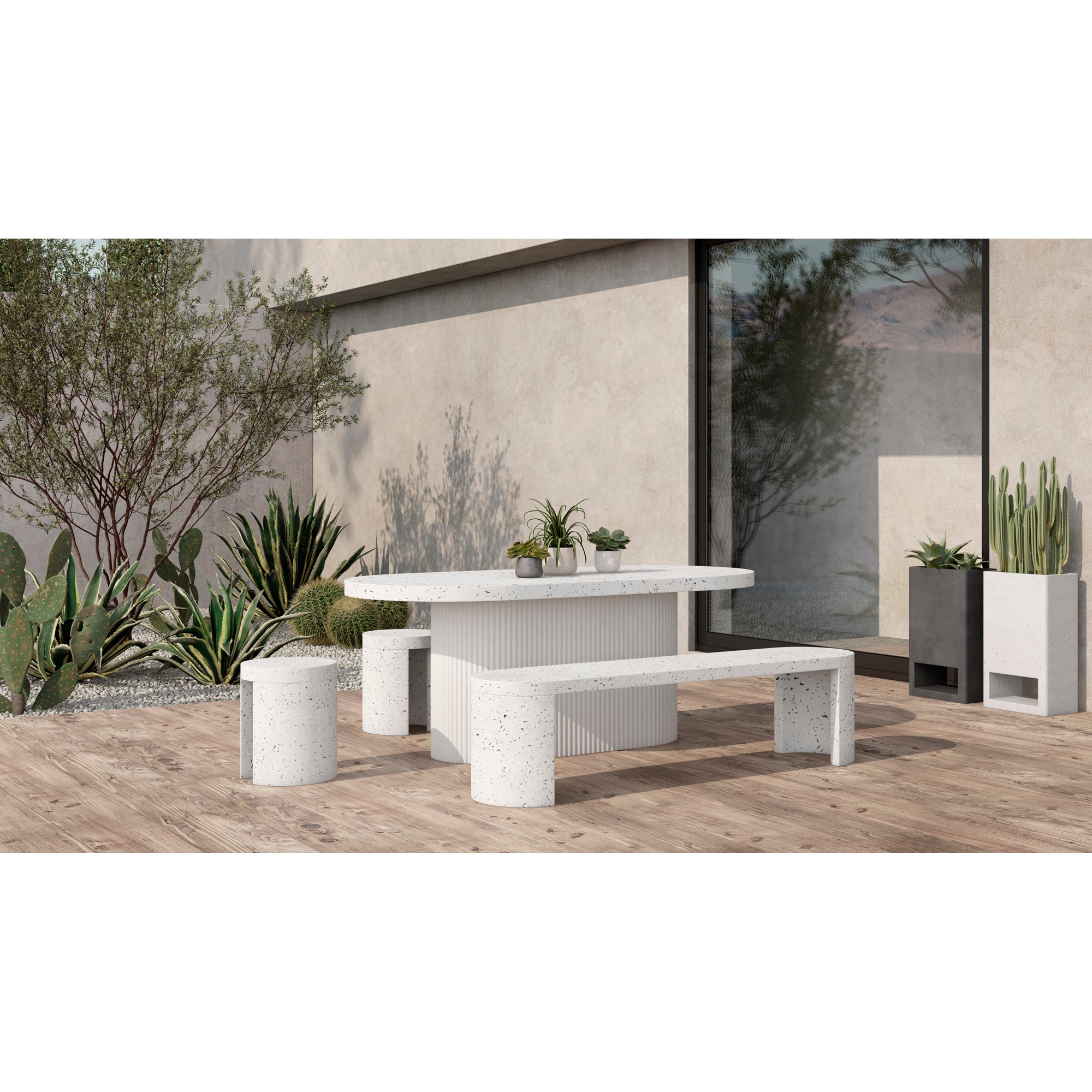 Lyon Outdoor Stool White Terrazzo