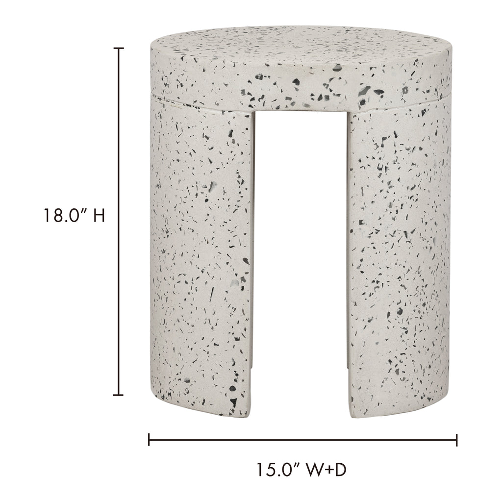 Lyon Outdoor Stool White Terrazzo