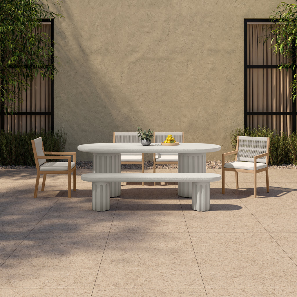 Eris Outdoor Dining Bench White