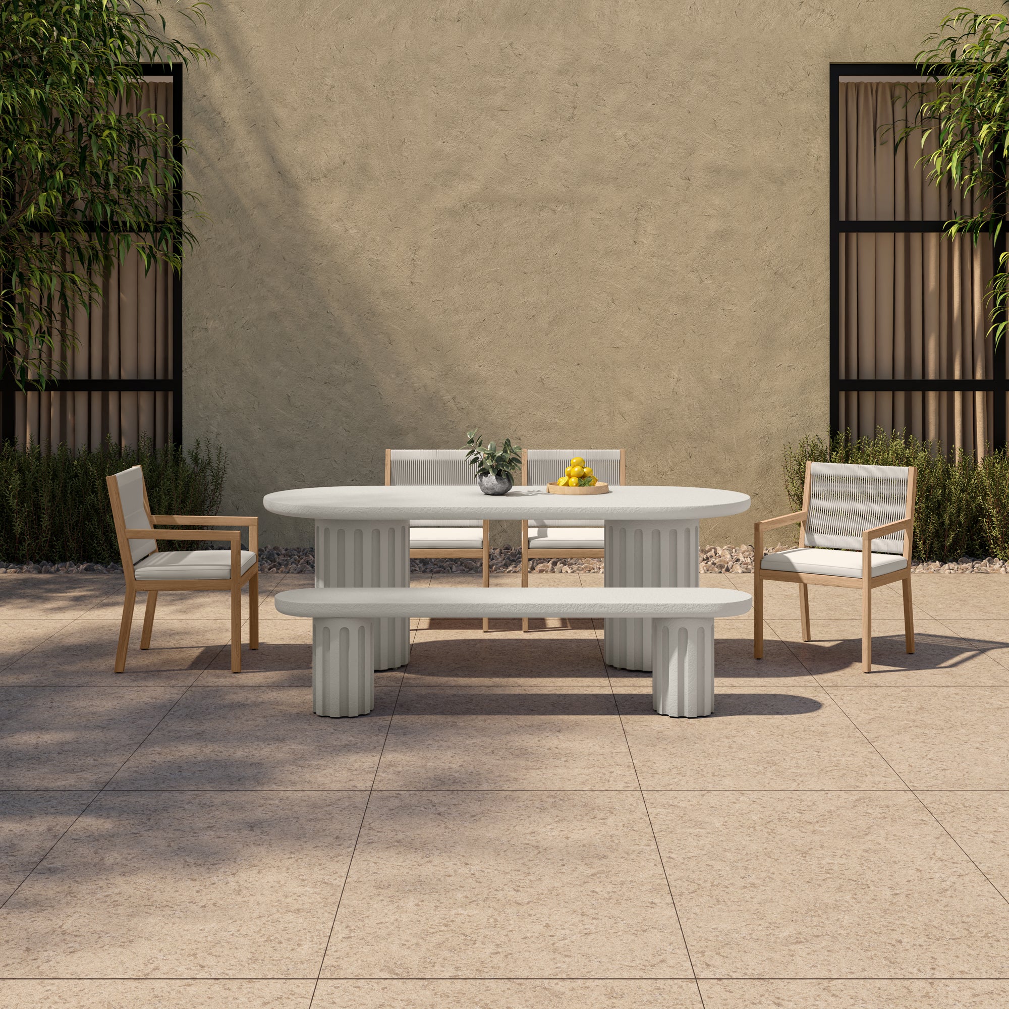 Eris Outdoor Dining Bench White