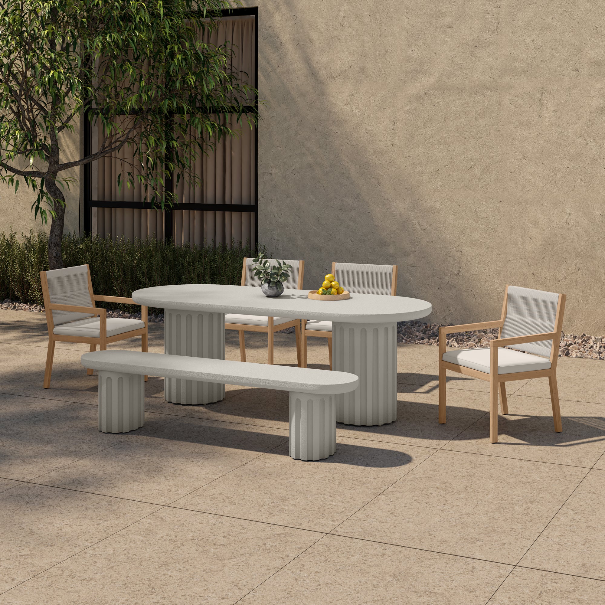 Eris Outdoor Dining Bench White