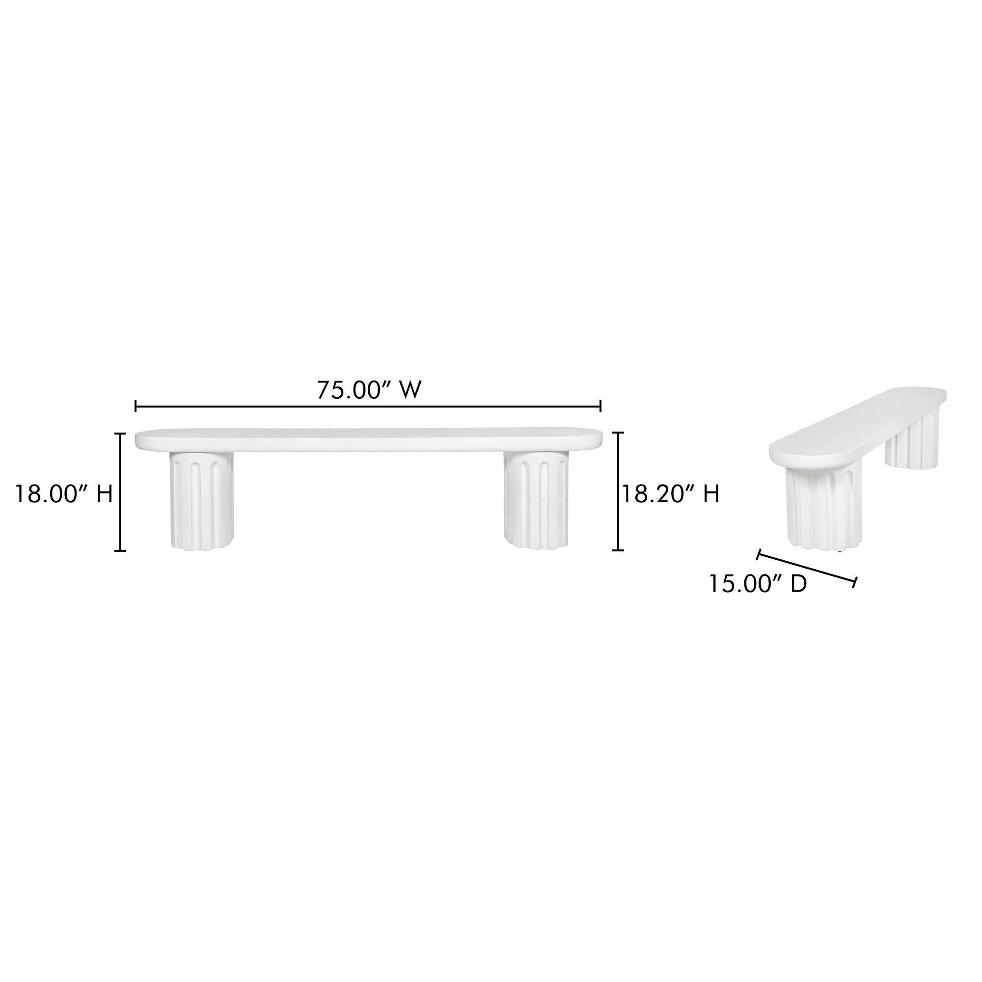 Eris Outdoor Dining Bench White