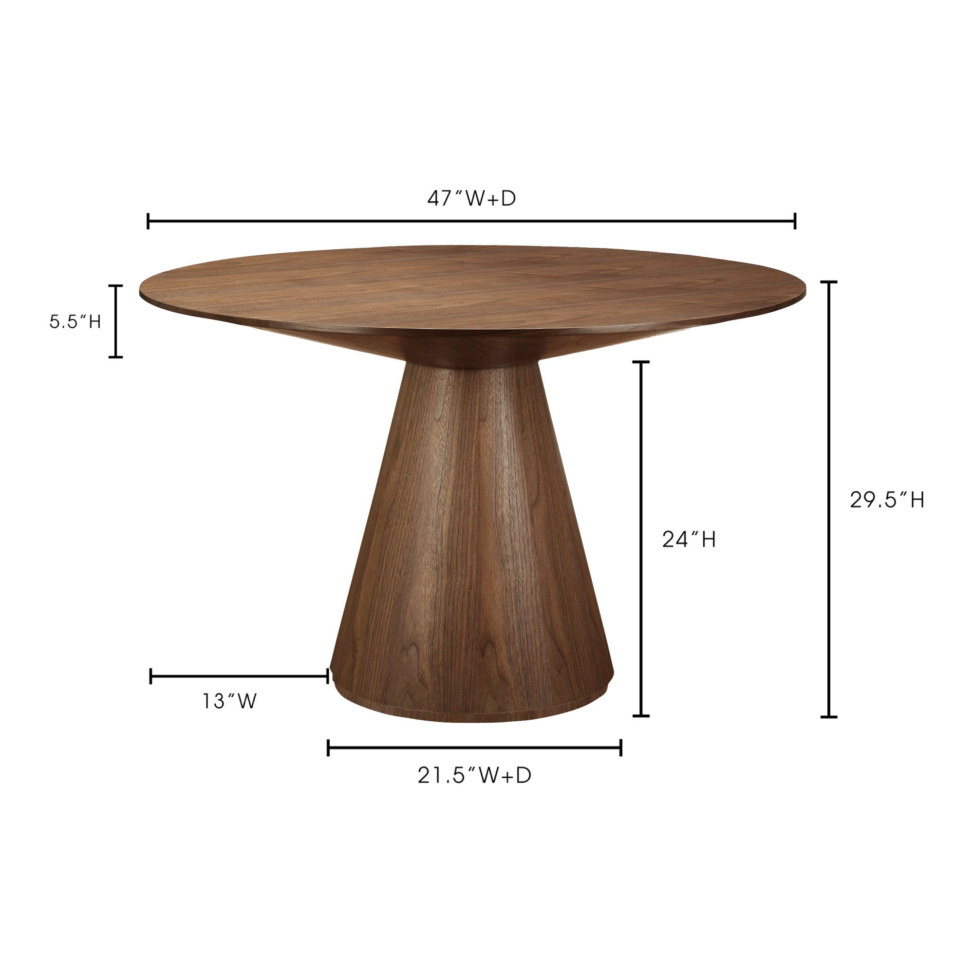 Otago 47In Round Dining Table Walnut