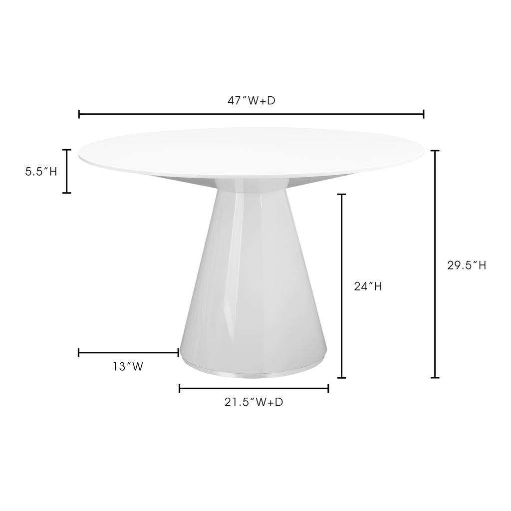 Otago 47In Round  Dining Table White
