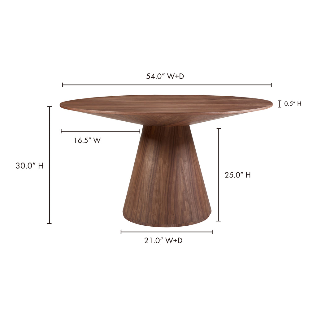 Otago Round 54In Dining Table Walnut Brown