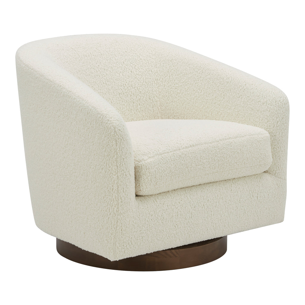 Oscy Swivel Chair Faux Shearling White