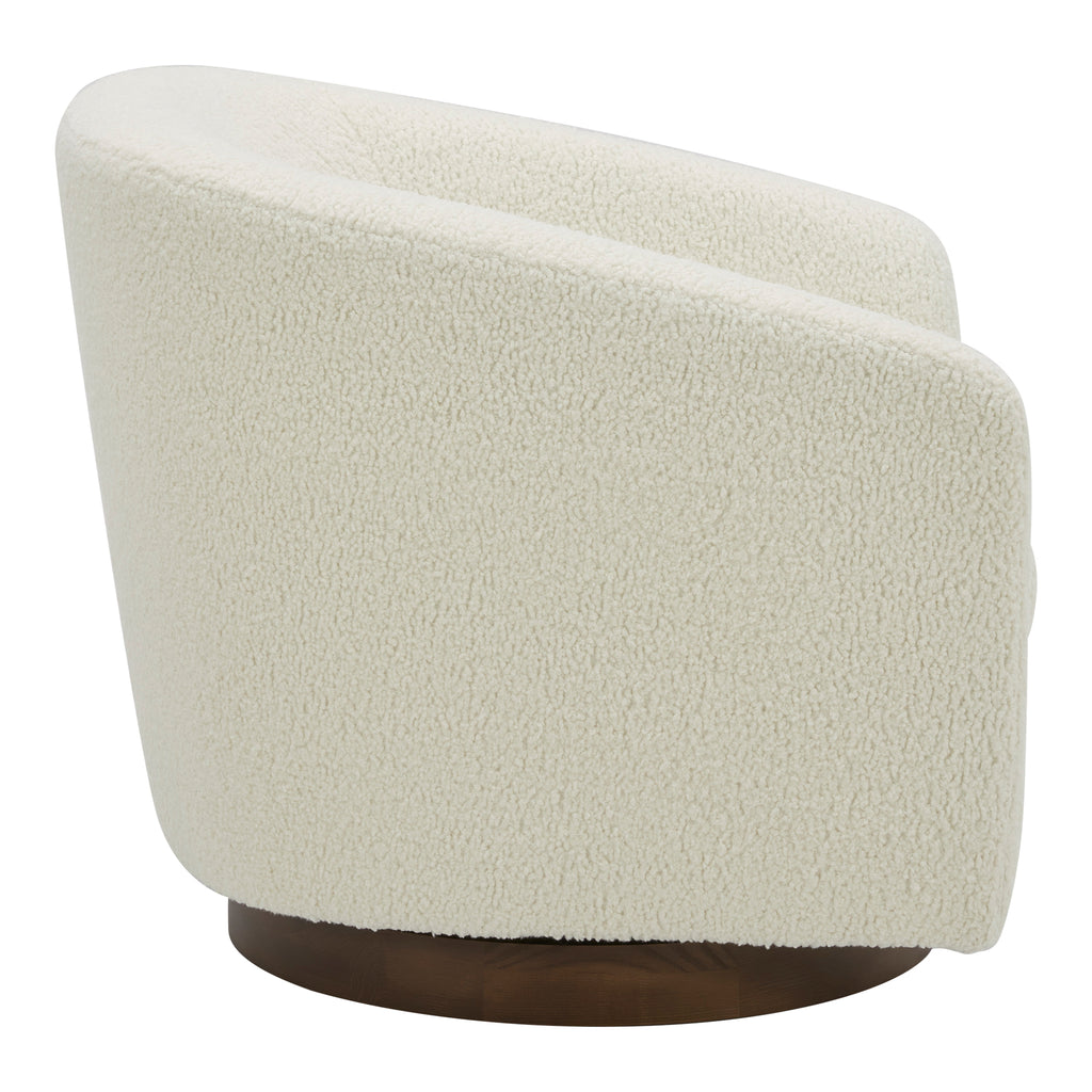 Oscy Swivel Chair Faux Shearling White