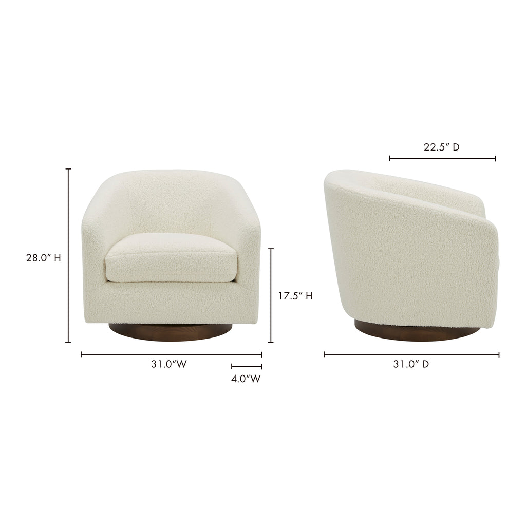 Oscy Swivel Chair Faux Shearling White