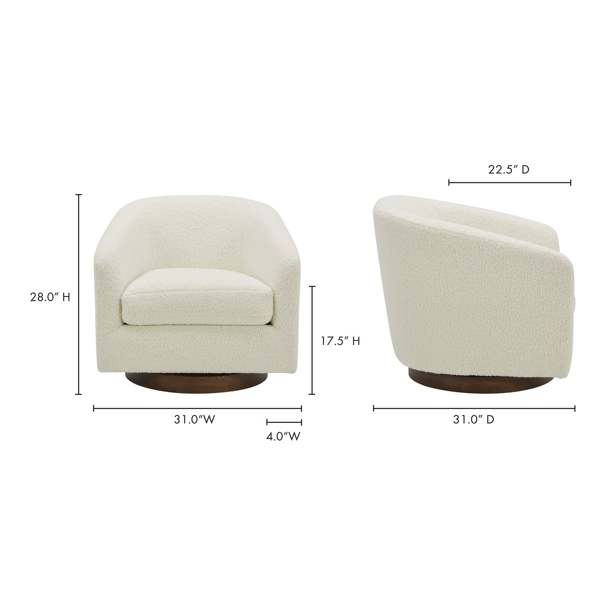 Oscy Swivel Chair Faux Shearling White