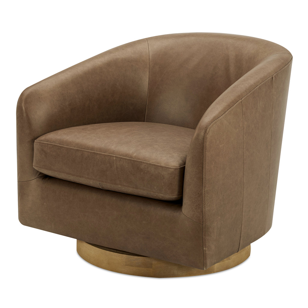 Oscy Leather Swivel Chair Tan – Model Home Accents