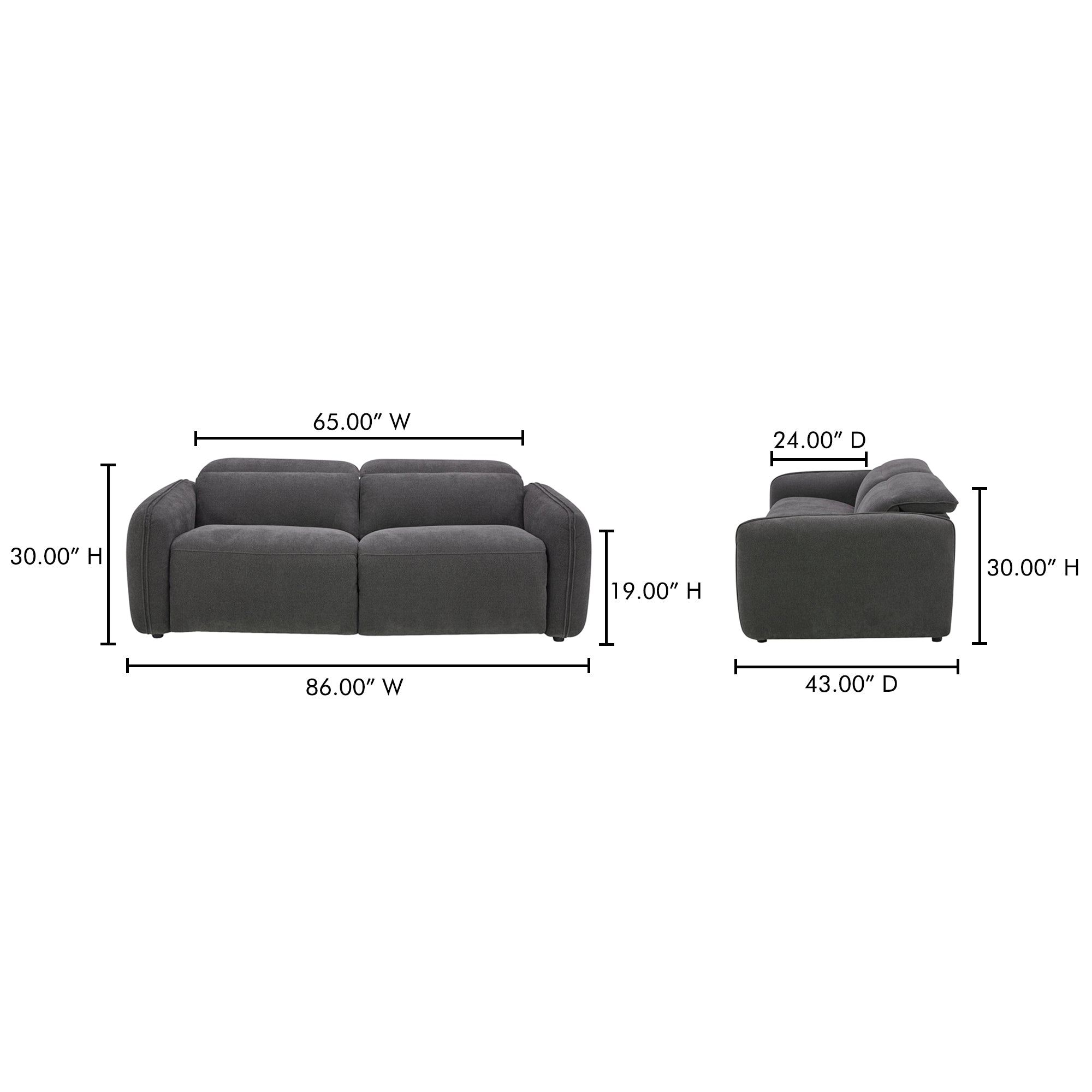 Eli Power Recliner Sofa Dusk Grey