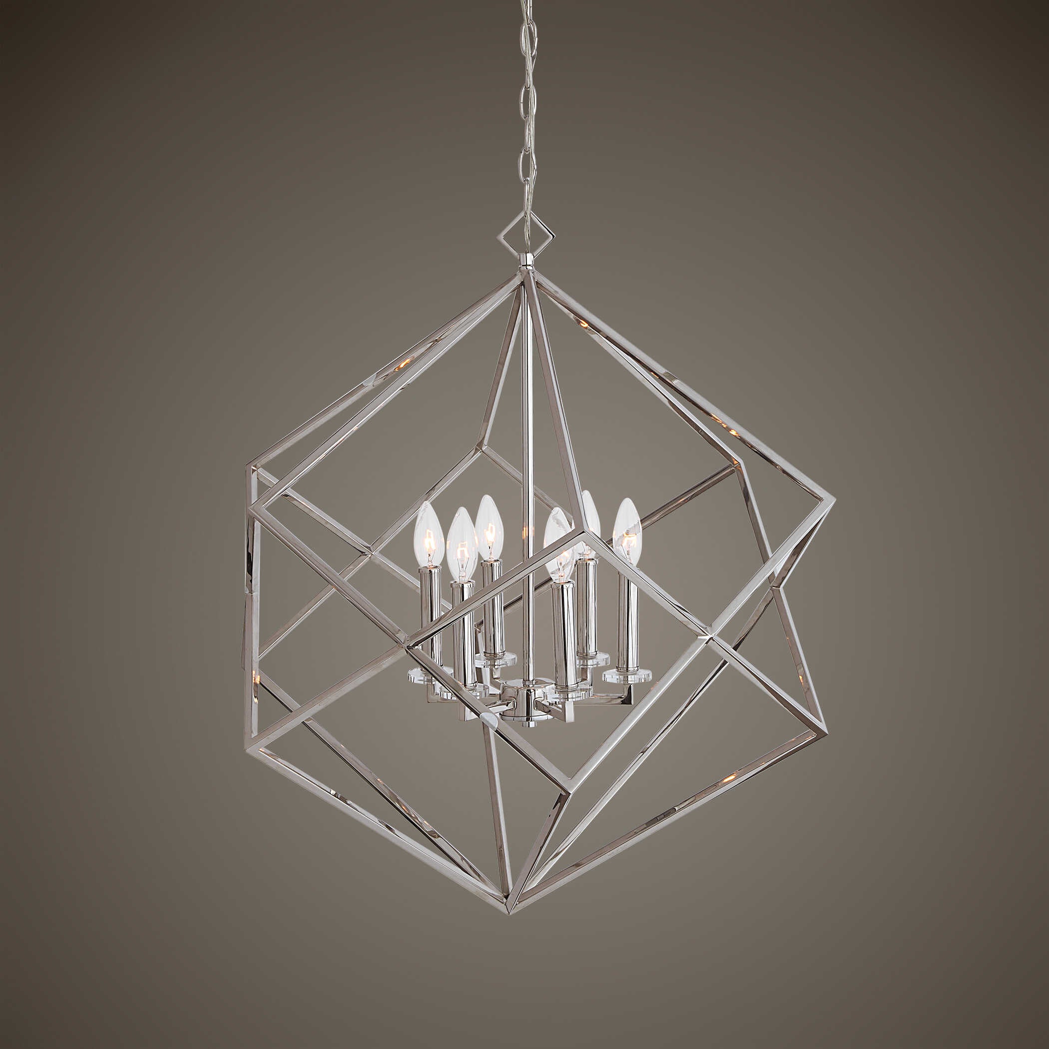 Euclid 6 Light Nickel Cube Pendant