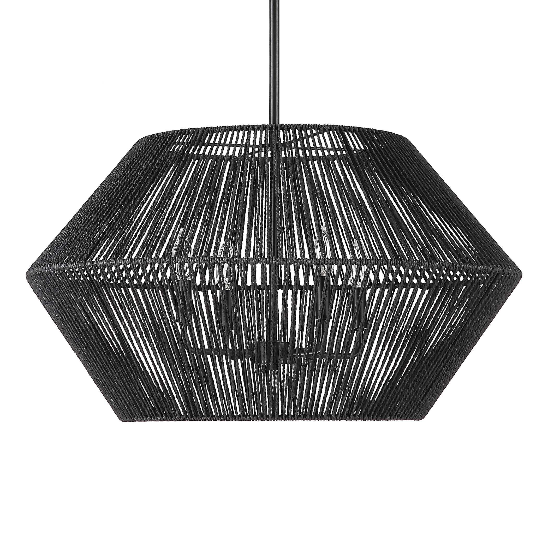 Suva 4 Light Black Rope Pendant
