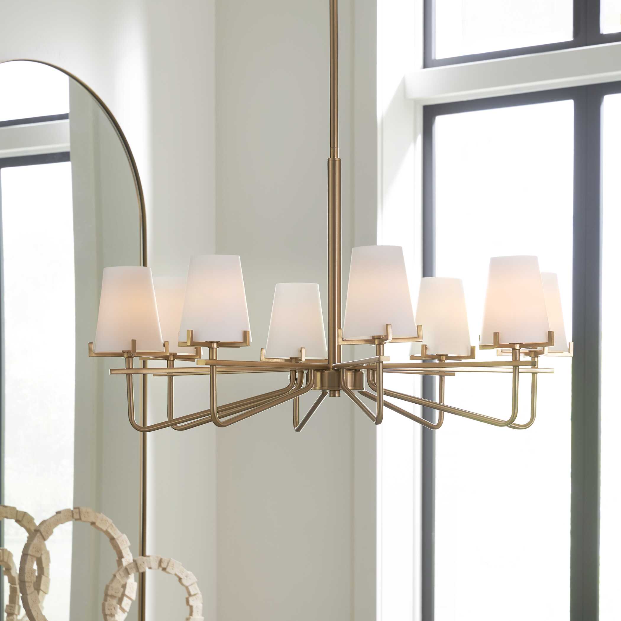Lassen 8 Light Brass Chandelier