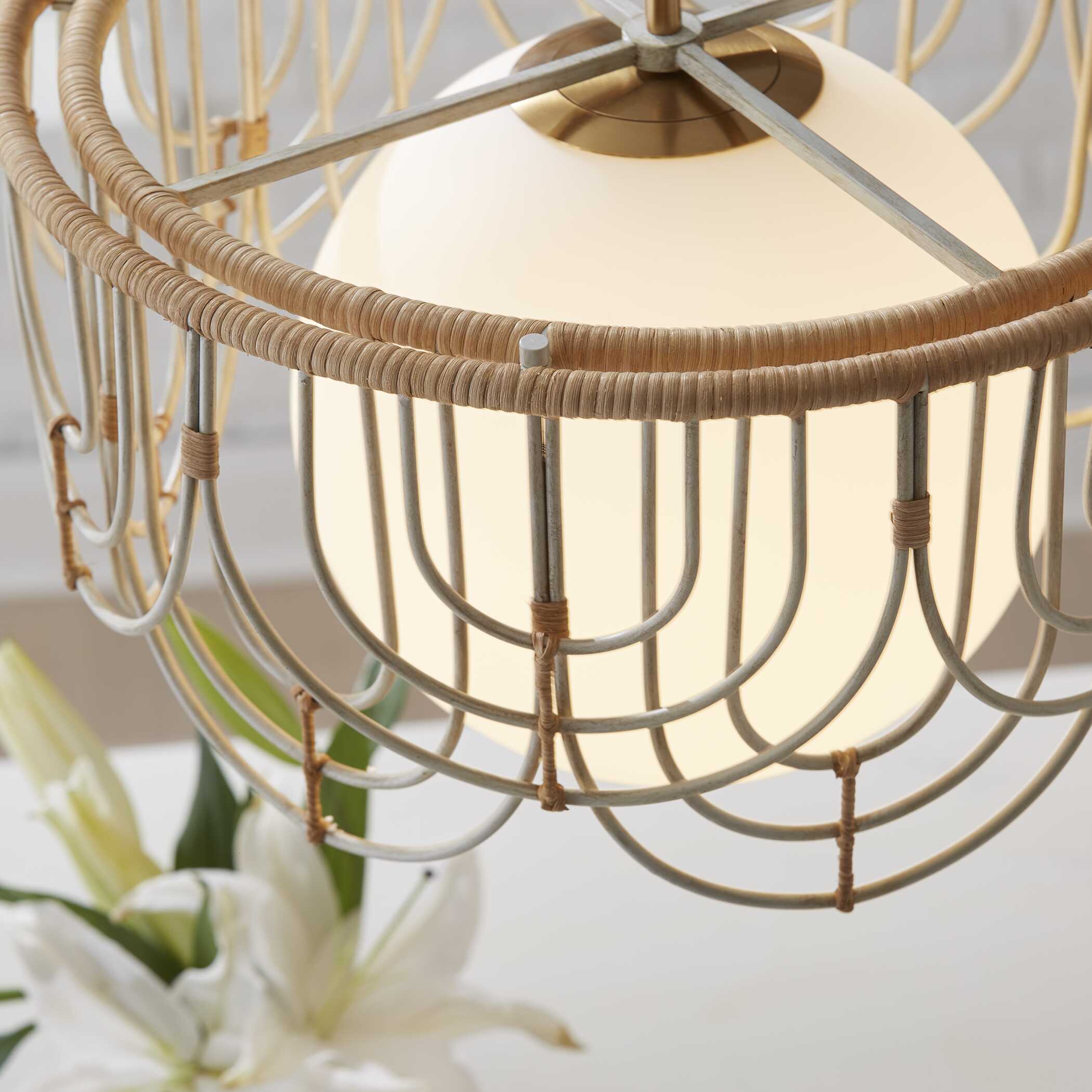 Arches 1 Light Rattan Pendant