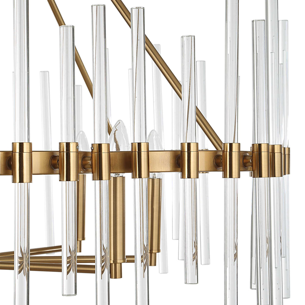 Crystal Stick 8 Light Brass Chandelier